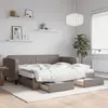 Image de vidaXL Lit de jour avec gigogne et tiroirs taupe 90x200 cm tissu