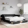 Image de vidaXL Lit de jour avec gigogne et tiroirs noir 100x200 cm tissu