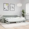 Image de vidaXL Lit de jour avec gigogne et matelas gris clair 80x200cm velours