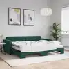 Image de vidaXL Lit de jour avec gigogne et matelas vert foncé 90x200cm velours