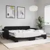 Image de vidaXL Lit de jour avec gigogne et matelas noir 90x200 cm velours