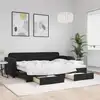 Image de vidaXL Lit de jour avec gigogne et tiroirs sans matelas noir 80x200 cm