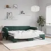 Image de vidaXL Lit de jour avec gigogne sans matelas vert foncé 80x200 cm