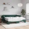 Image de vidaXL Lit de jour avec gigogne et matelas vert foncé 90x200cm velours