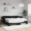 Image de vidaXL Lit de jour avec gigogne et matelas noir 90x200 cm velours