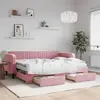 Image de vidaXL Lit de jour avec gigogne et tiroirs rose 80x200 cm velours