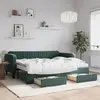 Image de vidaXL Lit de jour avec gigogne et tiroirs vert foncé 90x200cm velours