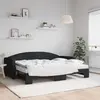 Image de vidaXL Lit de jour avec lit gigogne et matelas noir 80x200 cm tissu