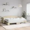 Image de vidaXL Lit de jour avec gigogne et matelas crème 80x200 cm tissu