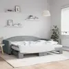 Image de vidaXL Lit de jour avec gigogne et matelas gris clair 90x200 cm tissu
