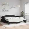 Image de vidaXL Lit de jour avec gigogne et matelas noir 100x200 cm tissu