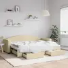 Image de vidaXL Lit de jour avec gigogne et tiroirs sans matelas crème 80x200cm