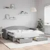 Image de vidaXL Lit de jour avec gigogne et tiroirs gris clair 80x200 cm tissu