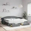 Image de vidaXL Lit de jour avec gigogne et tiroirs gris foncé 80x200 cm tissu