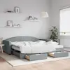 Image de vidaXL Lit de jour avec gigogne et tiroirs gris clair 100x200 cm tissu