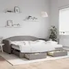 Image de vidaXL Lit de jour avec gigogne et tiroirs taupe 100x200 cm tissu