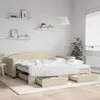 Image de vidaXL Lit de jour avec gigogne et tiroirs crème 100x200 cm tissu