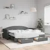 Image de vidaXL Lit de jour avec gigogne et tiroirs gris foncé 90x190 cm tissu
