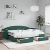 Image de vidaXL Lit de jour avec gigogne et tiroirs vert foncé 80x200cm velours