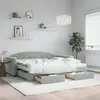 Image de vidaXL Lit de jour avec gigogne et tiroirs gris clair 90x200cm velours