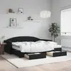 Image de vidaXL Lit de jour avec gigogne et tiroirs noir 90x200 cm velours