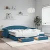 Image de vidaXL Lit de jour avec gigogne et tiroirs bleu 100x200 cm velours