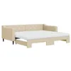 Image de vidaXL Lit de jour avec gigogne et matelas crème 90x200 cm tissu