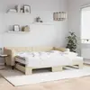 Image de vidaXL Lit de jour avec gigogne et matelas crème 90x200 cm tissu
