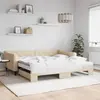 Image de vidaXL Lit de jour avec gigogne et matelas crème 100x200 cm tissu