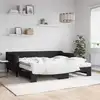 Image de vidaXL Lit de jour avec gigogne et matelas noir 90x190 cm tissu