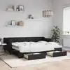 Image de vidaXL Lit de jour avec gigogne et tiroirs sans matelas noir 80x200 cm