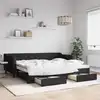 Image de vidaXL Lit de jour avec gigogne et tiroirs sans matelas noir 90x200 cm