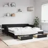 Image de vidaXL Lit de jour avec gigogne et tiroirs sans matelas noir 100x200cm