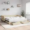Image de vidaXL Lit de jour avec gigogne et tiroirs crème 100x200 cm tissu