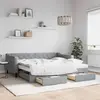 Image de vidaXL Lit de jour avec gigogne et tiroirs gris clair 90x190 cm tissu