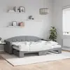 Image de vidaXL Lit de jour avec gigogne et matelas gris clair 80x200 cm tissu
