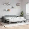 Image de vidaXL Lit de jour avec gigogne et matelas gris clair 90x200 cm tissu