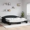 Image de vidaXL Lit de jour avec gigogne et matelas noir 90x200 cm tissu