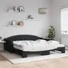 Image de vidaXL Lit de jour avec gigogne et matelas noir 100x200 cm tissu