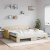 Image de vidaXL Lit de jour avec gigogne et matelas crème 100x200 cm tissu