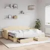 Image de vidaXL Lit de jour avec gigogne et tiroirs sans matelas crème 80x200cm