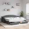 Image de vidaXL Lit de jour avec gigogne et tiroirs gris foncé 80x200 cm tissu