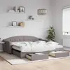 Image de vidaXL Lit de jour avec gigogne et tiroirs taupe 100x200 cm tissu