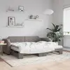 Image de vidaXL Lit de jour avec gigogne et matelas taupe 90x200 cm tissu