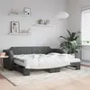 Image de vidaXL Lit de jour avec gigogne et matelas gris foncé 100x200 cm tissu