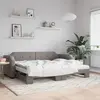 Image de vidaXL Lit de jour avec gigogne et matelas taupe 100x200 cm tissu