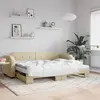 Image de vidaXL Lit de jour avec gigogne et matelas crème 100x200 cm tissu