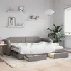 Image de vidaXL Lit de jour avec gigogne et tiroirs taupe 100x200 cm tissu