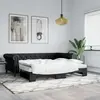 Image de vidaXL Lit de jour avec gigogne et matelas noir 90x200 cm similicuir