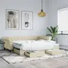 Image de vidaXL Lit de jour avec gigogne et tiroirs sans matelas crème 90x200cm